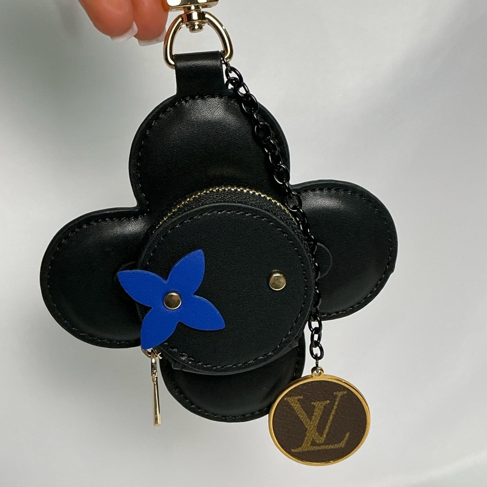 Black & Blue Designer Keychain Bag Charm Coin Purse Air Pods Monogram Canvas LV - Picture 12 of 14